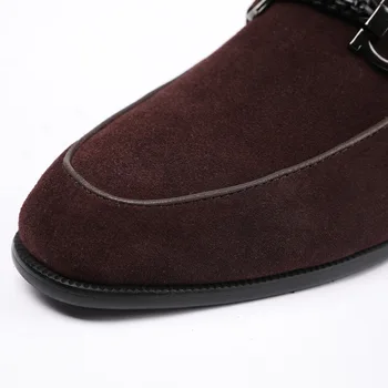 Camurça Oxford Loafer Sapatos De Homens Genuíno Couro Casual Sapatos Deslizar Sobre Moda Formal Sapatos De Casamento Negócios Vestido Preto Sapatos De Homens
