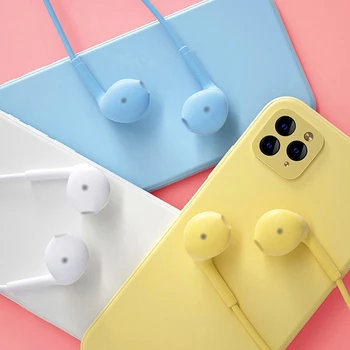 Candy Colors Fones de ouvido Fones de ouvido Com Microfone de 3,5 mm Em-Ear Fone de ouvido com Fio Estéreo de Fones de ouvido Para IOS, Android Smartphones