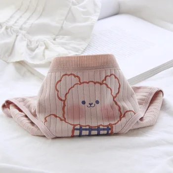 Japonês Urso Bonito o Amor de Cereja Algodão Calcinha de Menina cor-de-Rosa Meados de cintura Alta qualidade, Confortável, Respirável Calcinha Calcinha