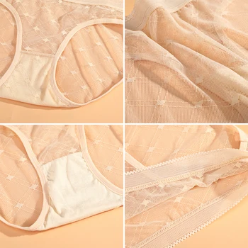 AIJOLEN Tentação Laço Transparente do roupa interior das Mulheres Geométricas Cuecas Sexy de Ver através de Malha de Algodão, Calça, Calcinha sem costura