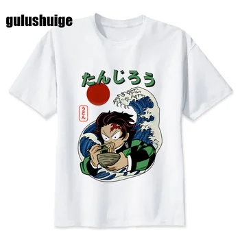 Mangá E Anime Japonês Demon Slayer T-Shirt Dos Homens Kawaii Kimetsu Não Yaiba Gráfica Tees Tanjirou Kamado Unisex Tops Engraçado Camiseta Masculina