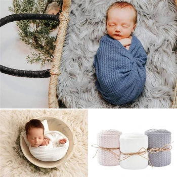 Bebê Envoltório Premium Malha Envolve Recém-nascido Fotografia Adereços para Menino ou Menina Photoshoot Unisex Receber Cobertores de Bebê Swaddle Envoltório