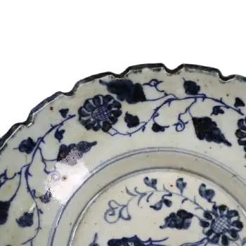 Início coleção de Ming Jiang azul e branco kylin grão de melão e frutas placa kui boca duplo fundo bacia antiga em porcelana