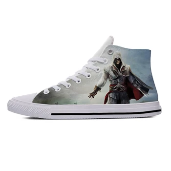 Jogo de vídeo Assassins Creed Moda Popular Vogue Casuais Sapatos de Pano de Alta Superior Respirável Leve Impressão 3D Homens mulheres Tênis