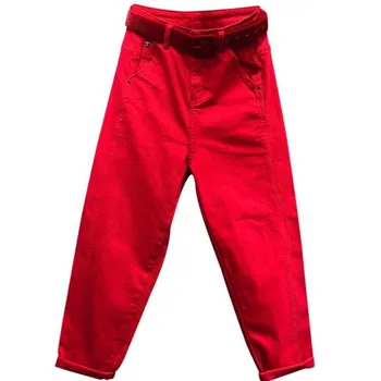 Plus size 5XL!2021 Primavera, Outono moda vermelho solto calças de brim das mulheres casual harém de tornozelo comprimento de calças Jeans Calças s896