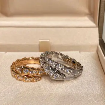 De luxo de Alta Qualidade 925 Prata Esterlina de Cristal Cobra Forma de Anéis para as Mulheres de Charme Zircão de Casamento Noivado de Finas Jóias
