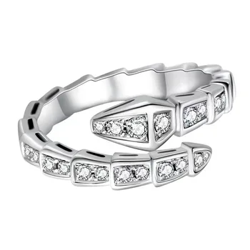 De luxo de Alta Qualidade 925 Prata Esterlina de Cristal Cobra Forma de Anéis para as Mulheres de Charme Zircão de Casamento Noivado de Finas Jóias