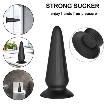 Controle remoto Apontado Plug Anal com Grande ventosa Vibrador Vibrador Masculino Massageador de próstata Masturbação Brinquedos Sexuais para Mulheres, Homens