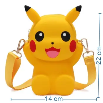 Venda Quente Original Pokémon De Silicone Cartoon Pikachu Kawaii Zíper Anime Crossbody Saco De Armazenamento De Bolsa Da Moeda Criança De Presentes De Aniversário De Brinquedo