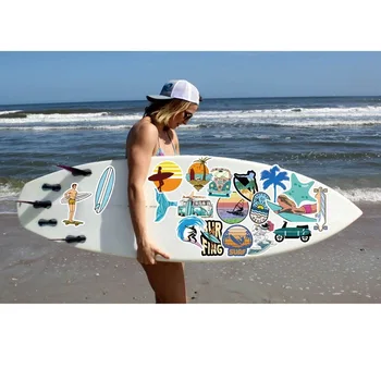 10/50PCS Pack Exterior de Surf de Adesivos de Esportes de Praia Tropical Surf Impermeável Adesivos Para DIY Prancha Carro Skate Adesivo