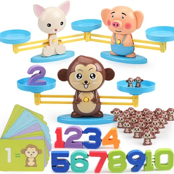 Montessori Matemática Brinquedo Digital Macaco Escala De Equilíbrio De Educação Matemática Balanceamento De Pinguim Escala De Número De Jogo De Tabuleiro De Aprendizagem De Crianças Brinquedos
