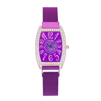 2021 Luxo Relógio De Diamantes Alunas De Meninas De Moda Malha Banda Inoxidável Do Relógio De Pulso Cor Dos Doces Relógio Feminino