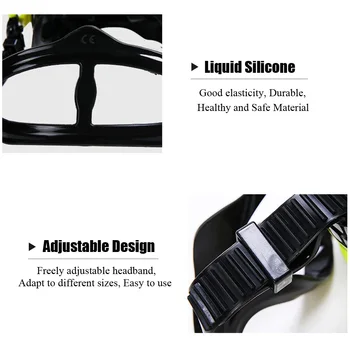 Grande armação de óculos de silicone para homens e mulheres, confortável, anti-fog, anti-ultravioleta, impermeável, óculos de conjunto