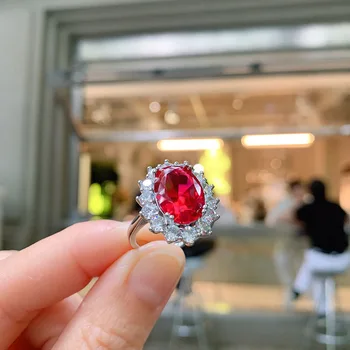 Encantos de Prata 925 Rubi pedra preciosa Laboratório de Anéis de Diamante Brincos de Pingente de Colar a Festa de Casamento de Multa Conjuntos de Jóias para as Mulheres