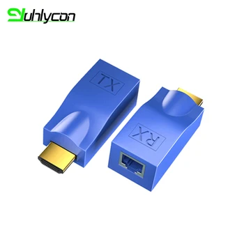 Compatível com HDMI Extender 1080P Portas RJ45 LAN Network HD Extensão de 30m ao Longo CAT5e/6 UTP LAN Ethernet Cabo para Monitor HDTV Azul