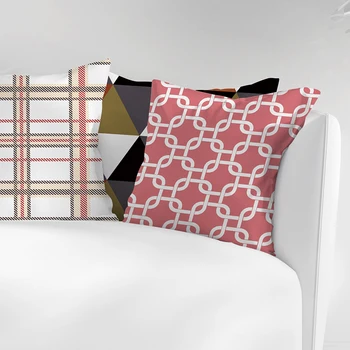 Cor-de-rosa Capa de Almofada estampa Geométrica Almofadas Decorativas Listra Vermelha fronhas de Almofadas de Decoração de Casa Para o Carro/cama /sofá