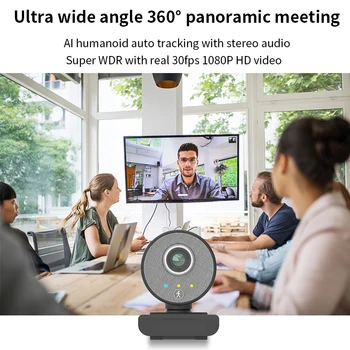 AI Humanóides o acompanhamento automático Webcam Full HD 1080P com Lente Super WDR Câmara Web para Vídeo do Youtube Chamada de Conferência de Trabalho