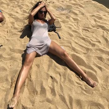 Mulheres de Biquíni Sexy Beach Cover-up Maiô Cobre até roupa de Banho de Praia no Verão Desgaste knitting trajes de Banho Malha Vestido de Praia Túnica Manto