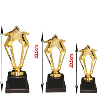 Novo Ouro 23,5 cm Ocos Estrelas Design Troféu Prêmio de Recompensa Prêmios Decoração Concorrência Dom Prêmios Troféu com Base para Cerem