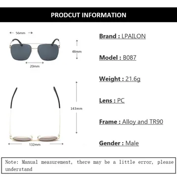 【LPAILON】 Mola de Design de formulário Alemanha TR90 elasticidade moda pequena Praça armação óculos de sol para homens B87
