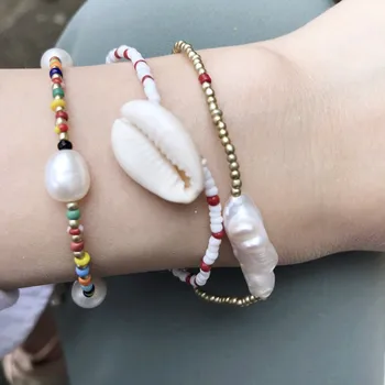 Marca de luxo boho bileklik braçadeira natural da mãe de água doce Barroca pulseira de pérolas de jóias pulseras mujer pulseiras para mulheres
