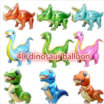 Venda quente 4D Dinossauro Balões Crianças Diversão ao ar livre Brinquedos Inflado Figura Boneca Crianças de Ciências Educativas Festa de Aniversário, Decoração de Quarto