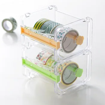Fita Adesiva Transparente Caixas De Grande Capacidade De Design Washi Tape Cortador De Área De Trabalho Caixa De Armazenamento De Dispensador De Fita Fita Ferramenta De Escritório