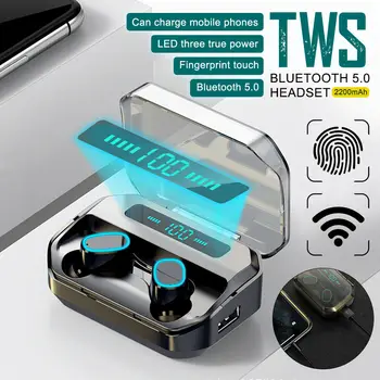 TWS Bluetooth 5.0 Fones de ouvido com Caixa-carregador Android sem Fio Fone de ouvido 9D Surround Subwoofer Esporte Fones de ouvido IPX7 Impermeável
