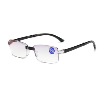 Corte Anti Luz Azul Sem Aro De Dobramento Progressiva Óculos De Leitura Homens Mulheres Ultraleve Dobrável Presbiopia Óculos Multifocais