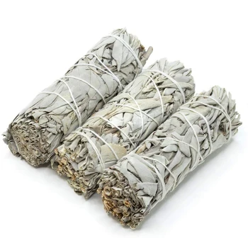 1PCS Branco Sage Bundle Natural Manchas Vara da Pura Folha de Varinhas Para a Casa de Limpeza Negatividade de Remoção de Fumaça de Purificação, de Cura
