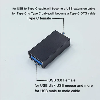 Tipo C fêmea-Fêmea, USB C macho para Macho, USB 3.0 para o Tipo C, do sexo Feminino Conversor Adaptador para o Telefone Móvel do Computador Tablet