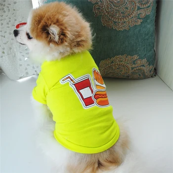 De algodão Impresso Bonito Cão de Pequeno porte T-shirt 1PC Primavera Verão Respirável Protetor solar Cão de Estimação Camisa Macia Moda Pet de Manga Curta T-hirt