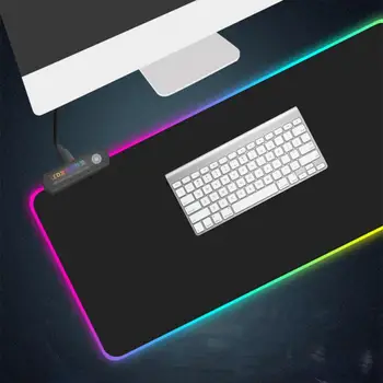 Super-grandes emissores de luz teclado lado bloqueado jogo mouse pad engrossado sete-cores RGB LED luzes da tecla de controle de iluminação
