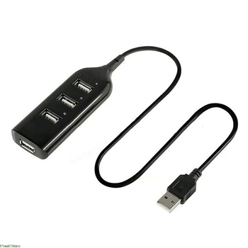 Tamanho compacto Mini 4 Porta USB 2.0 de Alta Velocidade Hub Divisor de Adaptador de 480 Mbps para PC Portátil Sagacidade Cabo USB