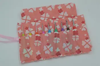Frete grátis 2 pcs crochê e agulhas de tricô saco de armazenamento, de obra de bordador acessórios, cor-de-rosa, Apenas o saco