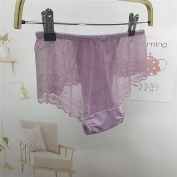 Cuecas Violeta Renda Transparente Underwear Homens Biquíni Gay Cueca Cuecas Homens de Jacquard Deslizamento Macio Tecido