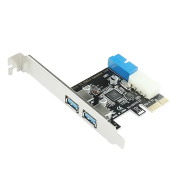 PCI USB e Adaptador de 2 portas USB 3 PCI e placa de Adaptador de PCI-e USB3.0 19 20 pinos conversor de controlador PCI-e USB3 placa de expansão Para PC