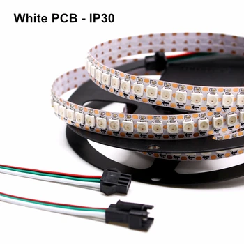 WS2812B DC5V Faixa de Luz LED RGB de 50CM a 1M 2M 3M 4M 5M 30/60/144 Pixels Inteligentes Endereçáveis Preto Branco PCB WS2812 IC da Cor Completa
