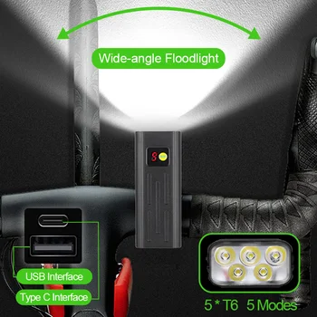 3000LM 5T6 DIODO emissor de Luz de Moto Frontal USB Recarregável Lanterna à prova d'água Para a Luz de Bicicleta de Ciclismo Luz Traseira de BTT do Farol