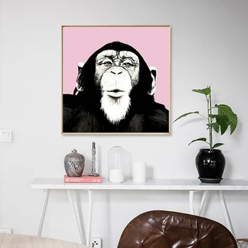 Colorido Orangotango Macaco Chimpanzé Fones De Ouvido De Arte Da Lona Impressão Pintura Gorila Animal De Parede Moderna Da Imagem A Decoração Home Cartaz