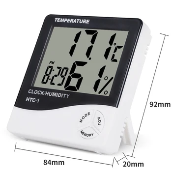 LCD, Relógio Despertador Digitas LCD Digital de Temperatura Medidor de Umidade HTC-1 Casa Interior para o Exterior do higrómetro do termômetro
