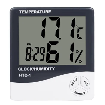 LCD, Relógio Despertador Digitas LCD Digital de Temperatura Medidor de Umidade HTC-1 Casa Interior para o Exterior do higrómetro do termômetro
