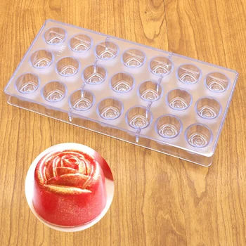 Nova Chegada de Plástico Transparente Acrílico Molde Fabricante de Chocolate Policarbonato Rosas morrem DIY de Diamantes Doces Molde Molde Cozinha Acces