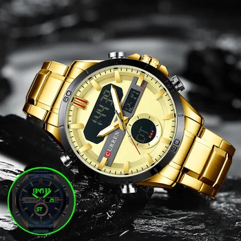 CURREN Mens de Esportes Militares Impermeável Relógios 2021 de melhor Marca de Luxo Quartzo Analógico Digital Relógio de Pulso para Homens Masculinos Relógios de Ouro