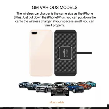 Carro sem Fio do Carregador Qi Almofada de Carregamento sem Fio para o iPhone Huawei, Samsung Xiaomi 10W de Potência do Carregador de Silicone Anti-Derrapante Carregador de Carro