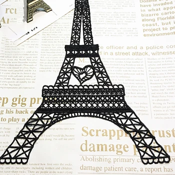 1pc Torre Eiffel Padrão Bordado Lace Trim Solução de Água Laço de Fita DIY de Costura Vestido de Roupas de Suprimentos Decoração