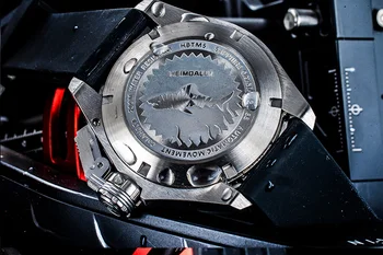 HEIMDALLR Mens relógios Mecânicos Mostrador Preto Luminoso Safira Miyota 8215 Relógios Automáticos Movimento Automático 200m Relógio de mergulho