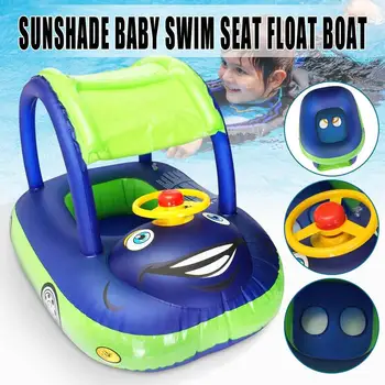 Crianças do bebê do Verão Float Assento do Barco para proteger do Sol Tubo Anel Carro Piscina de Natação Para as Idades de 6-36 Meses do Bebê de suporte de Carga do Esporte de Água Brinquedos