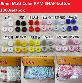 1000Set/CAIXA 9mm Matt Cor encaixe de Plástico Fechos de Botão KAM Marca de Botão Snap Resina de Acessórios do Vestuário Para Roupas de Bebê