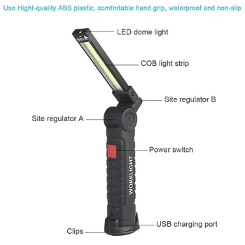 40000LM Portátil COB Conduziu a Lanterna elétrica Magnética USB Recarregável Luz de Trabalho Built-in Bateria de Multifunção Dobrável Lanterna Tocha